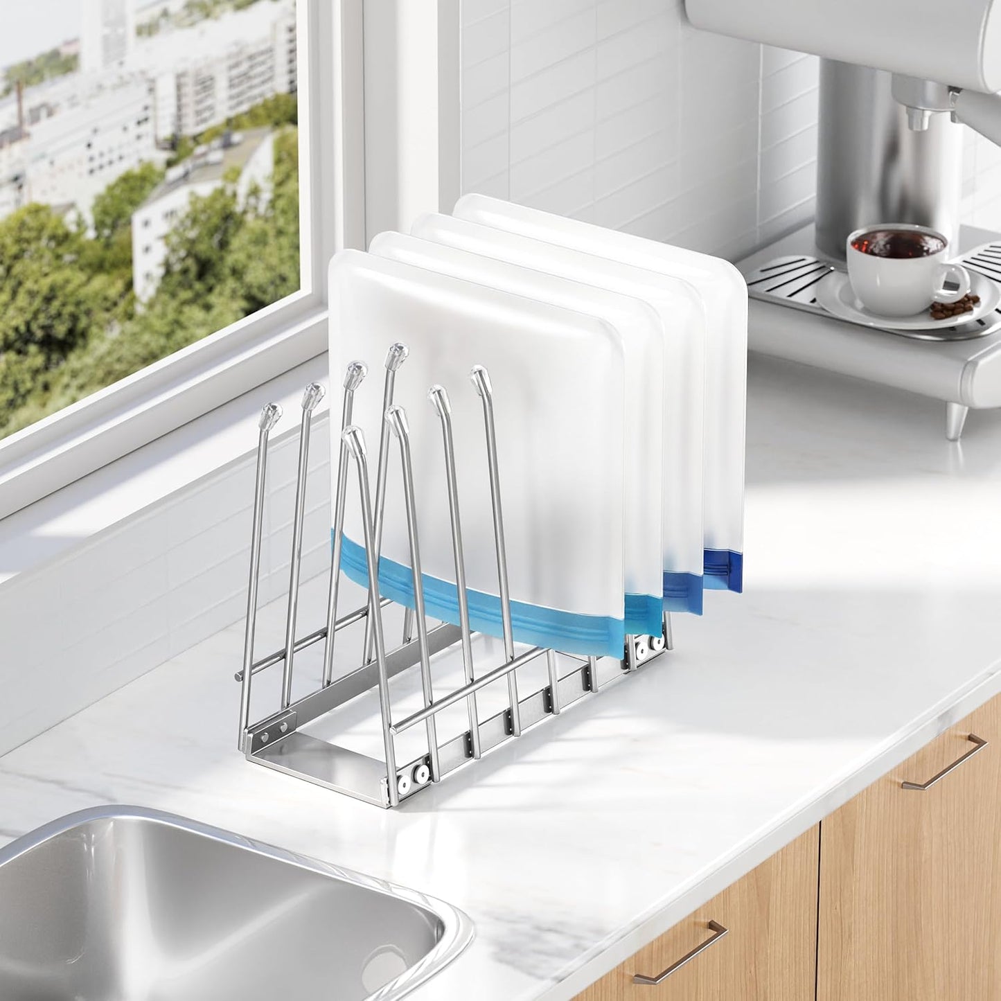 Reusable Bag Drying Rack, Foldable Metal Stand for Reusable Ziplock & Silicone Storage Bags