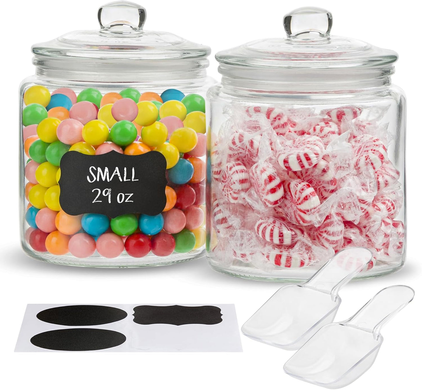 Glass Storage Jars with Lids - 29oz (Set of 2), Kitchen Canisters for Sugar, Cookies, Cotton Balls