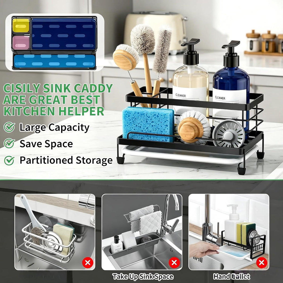 Cisily Sponge Holder for Kitchen