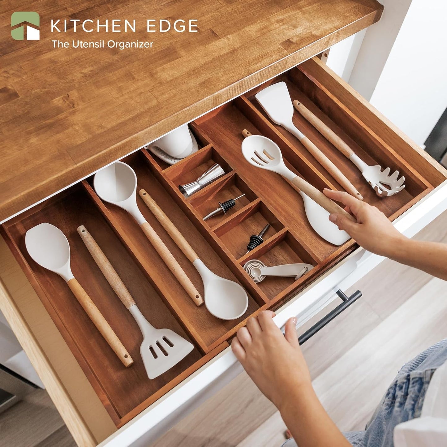 Adjustable Kitchen Drawer Organizer for Utensils and Junk