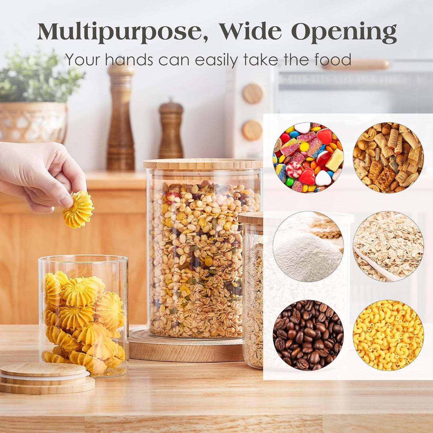 Glass Storage Containers with Wooden Lids