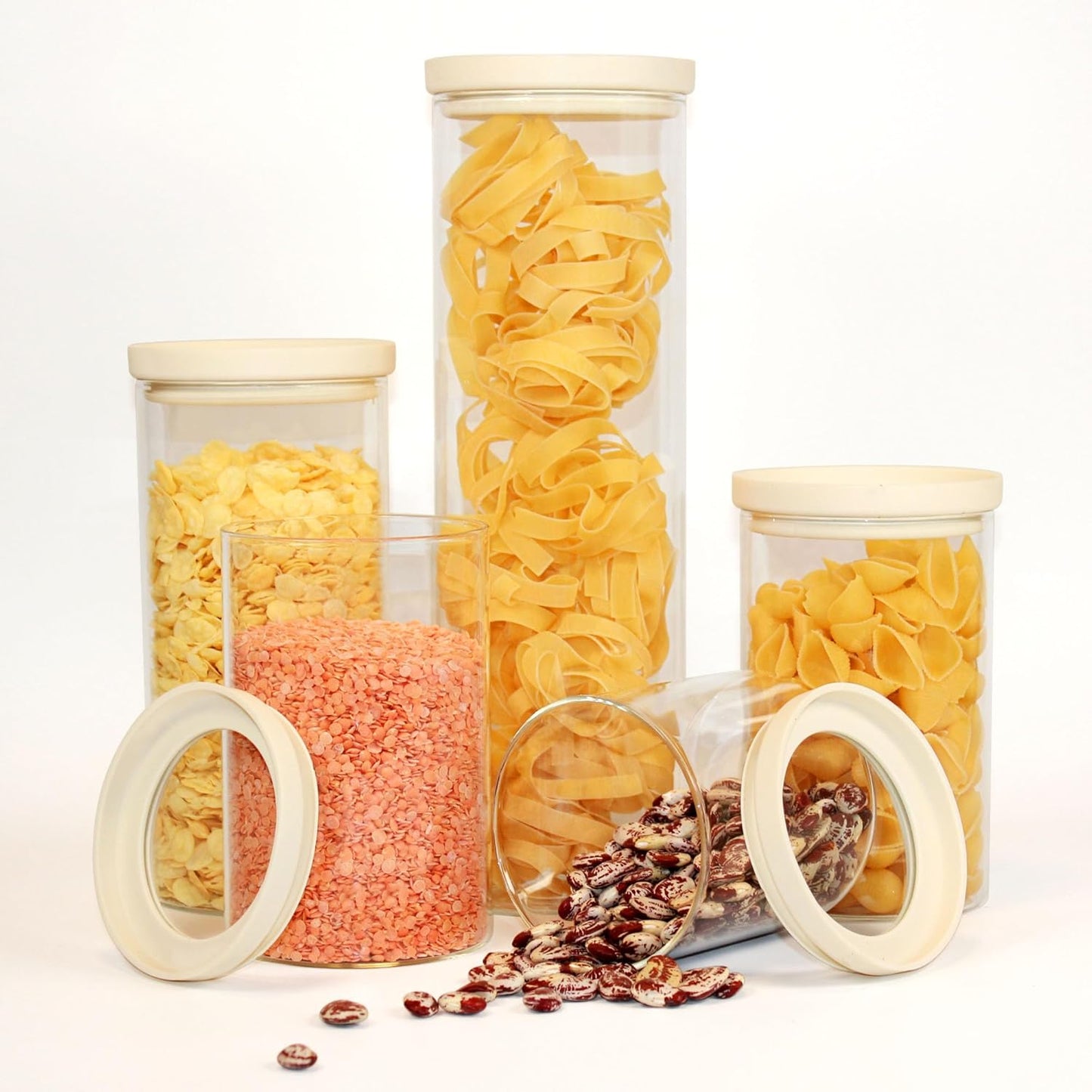 Glass Food Storage Jar with Glass Lid, Food Canister Set with Airtight Lids