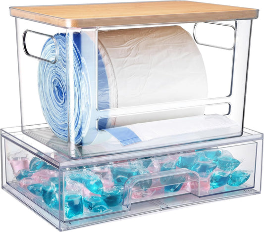 2Pcs Trash Bag Holder Under Sink Stackable Storage
