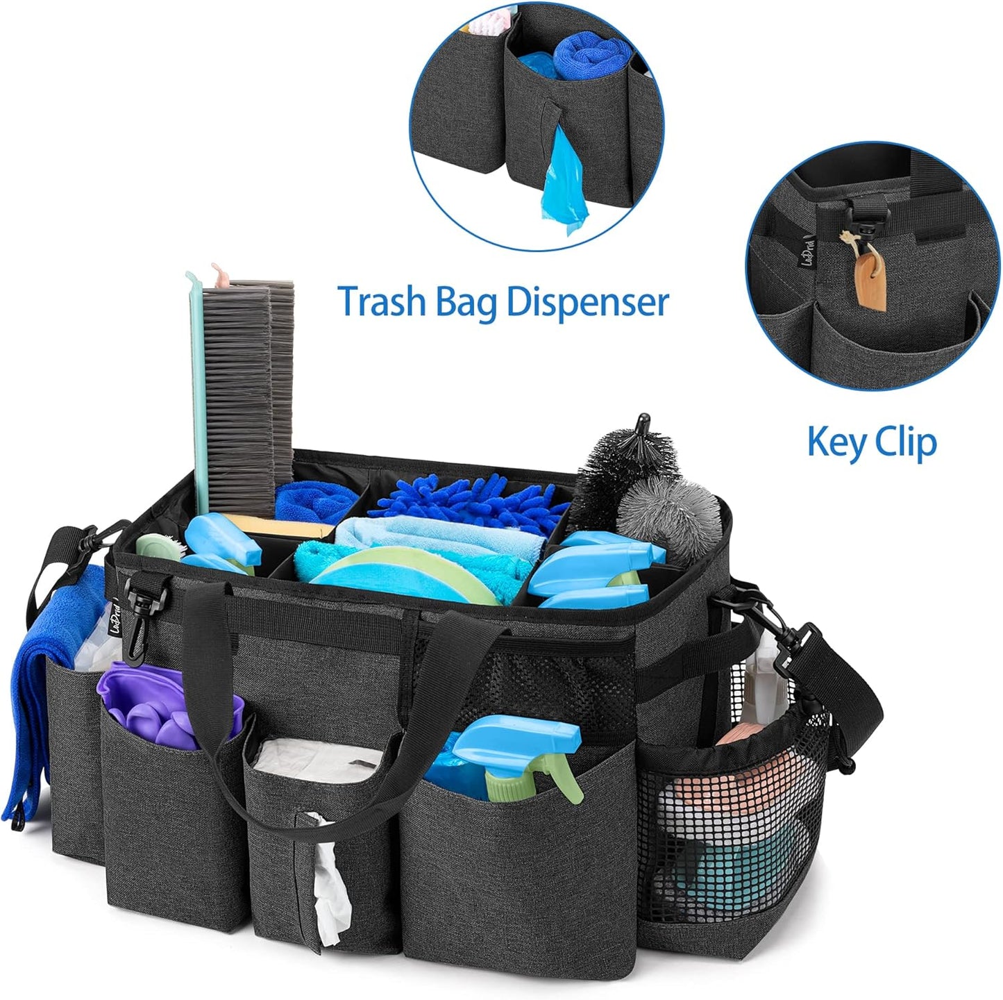 Wearable Cleaning Caddy Bag with 4 Foldable Dividers