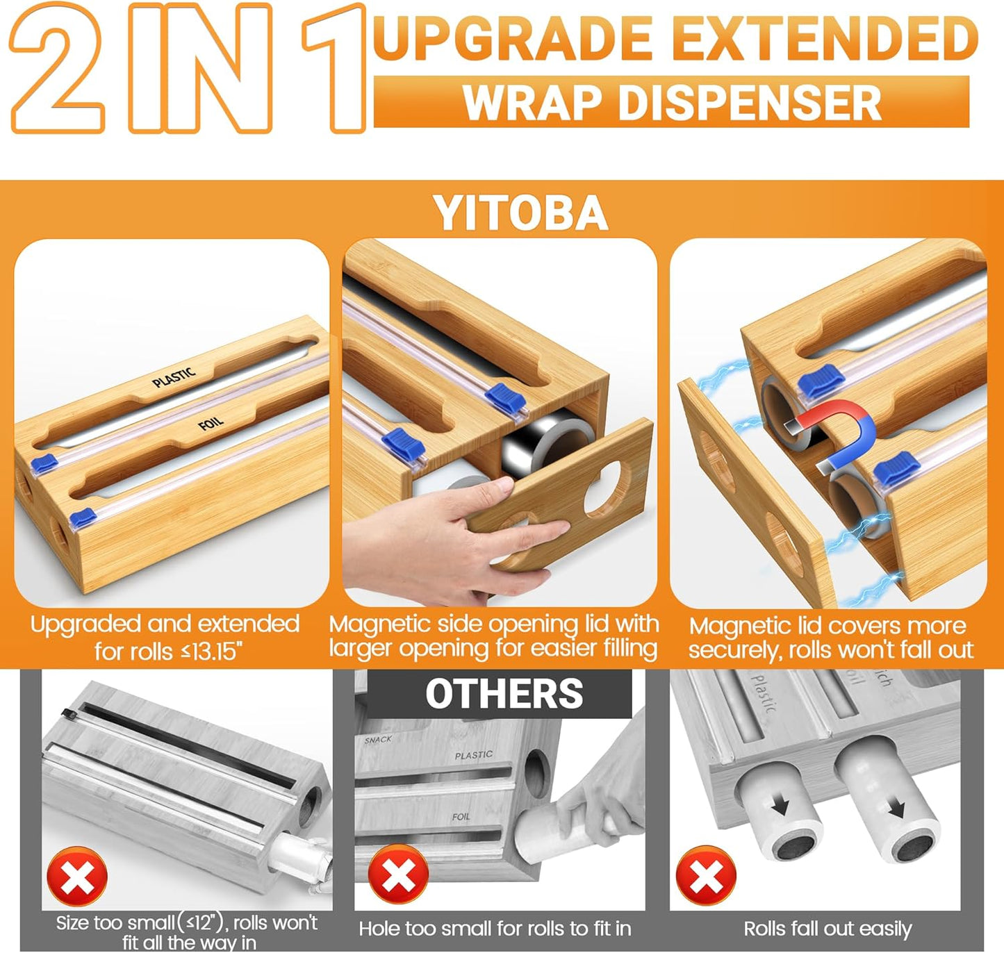 6 In 1 Bag Storage Organizer with Foil and Plastic Wrap Organizer