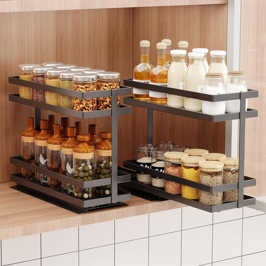 2 Pack Pull Out Spice Rack Organizer for Cabinet