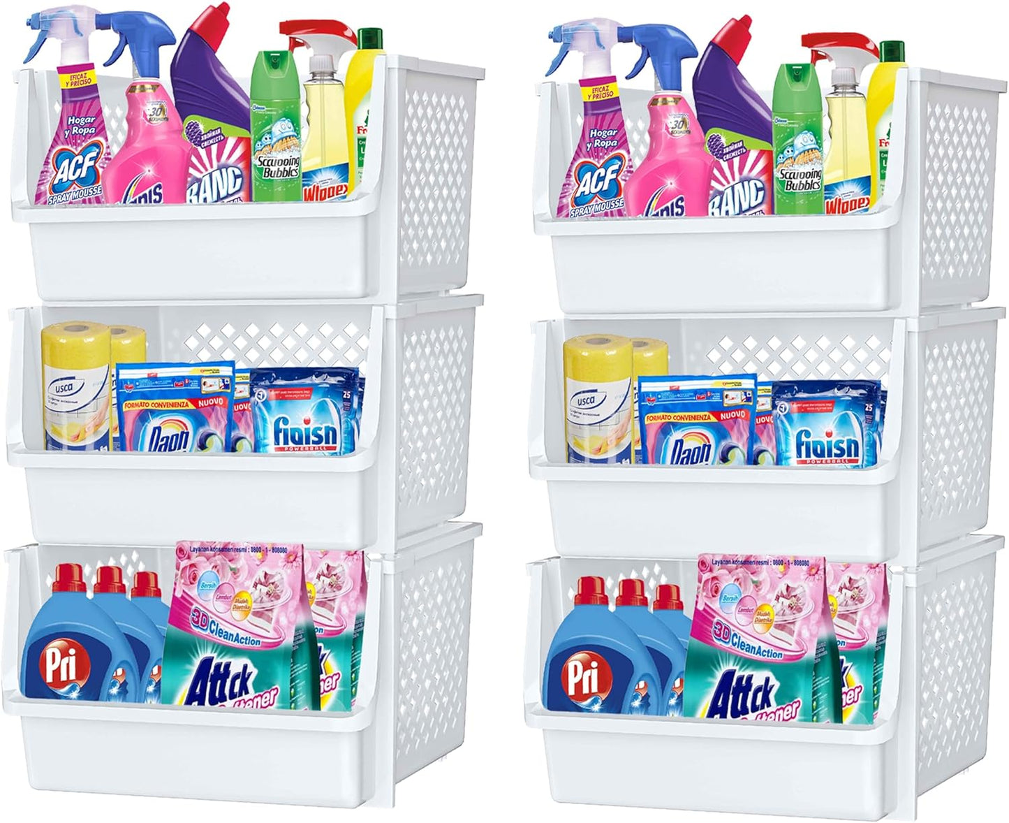 TidyFriend 6 Pack XLarge Stackable Storage Bins Open Front for Pantry Organizers and Storage
