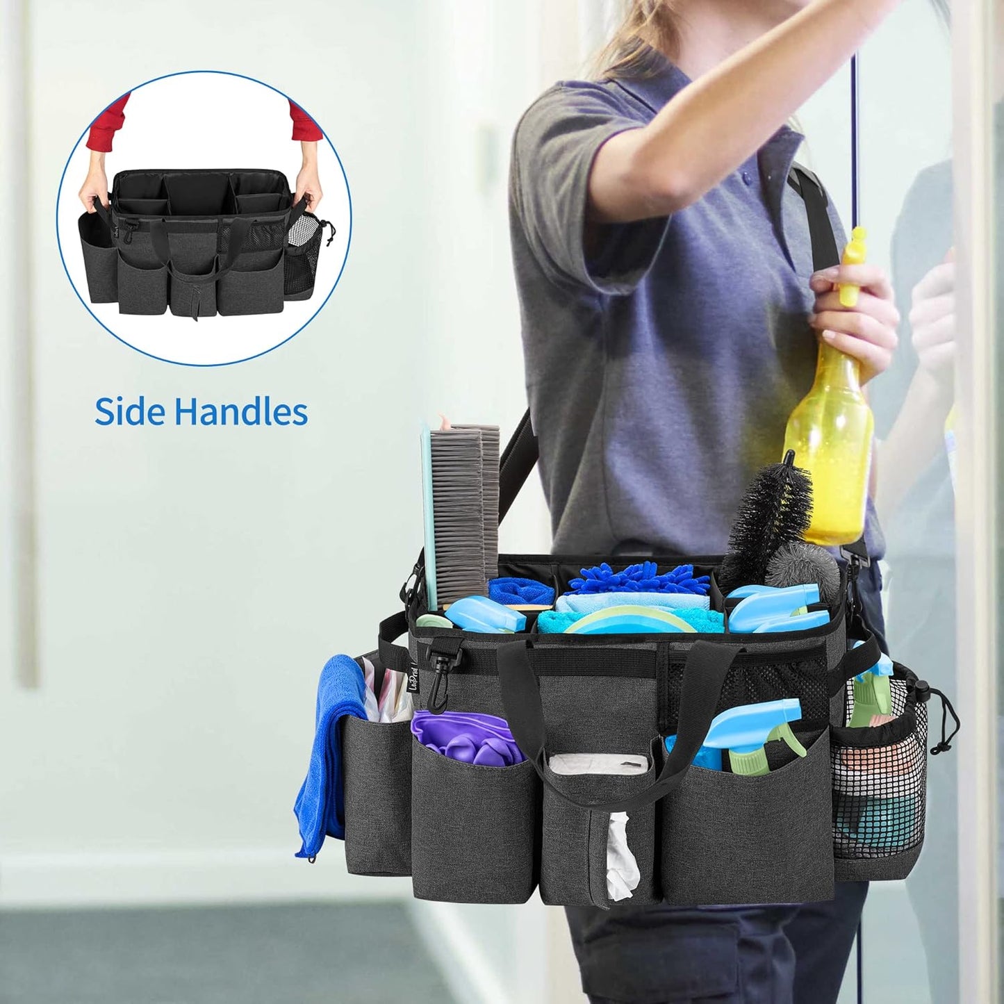 Wearable Cleaning Caddy Bag with 4 Foldable Dividers