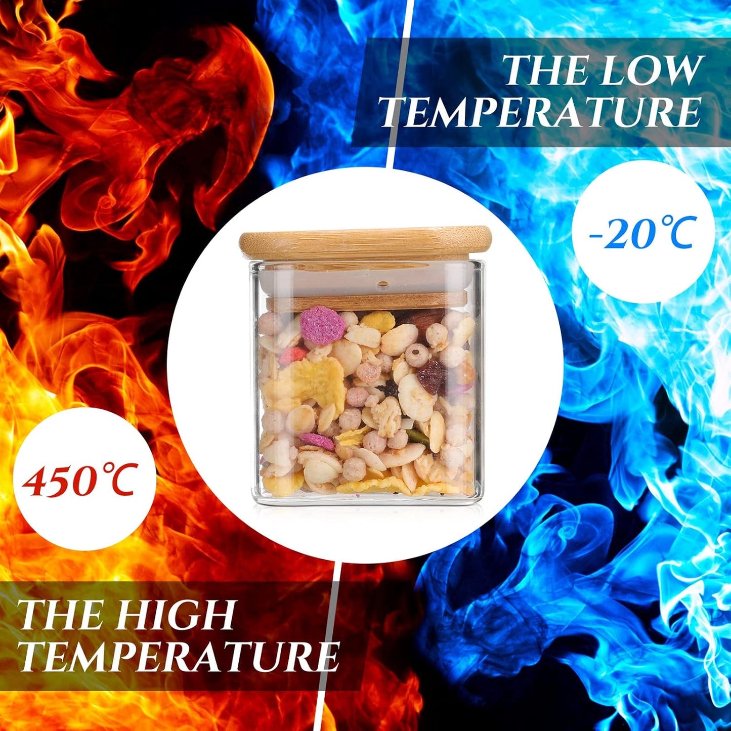 Set of 24 Airtight Square Spice Containers 4 oz Glass Spice Jars with Bamboo Lid Small Seasoning Jars Empty Food Storage Containers for Pantry Clear Food Canisters for Kitchen Sugar Coffee