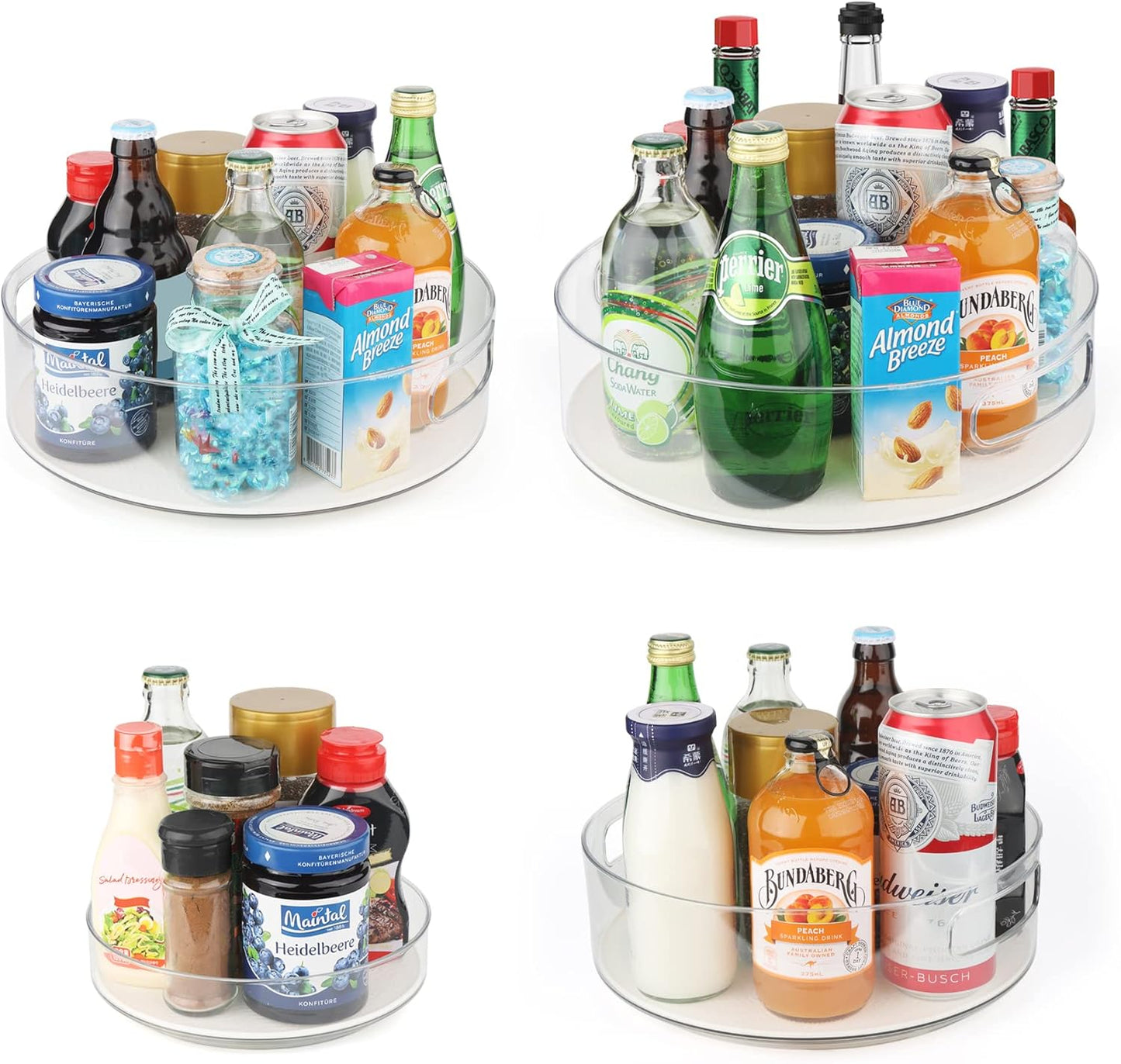 4 Pack Lazy Susan Organizer, Non-Skid Turntable Organizer for Cabinet, Pantry, Kitchen