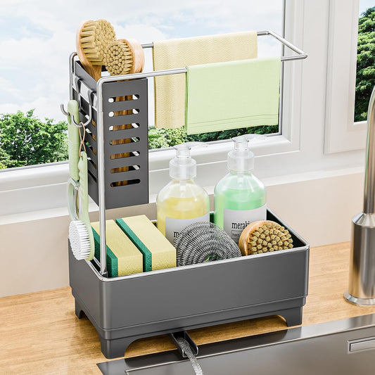 Kitchen Sink Caddy with Stainless Steel Towel Holder