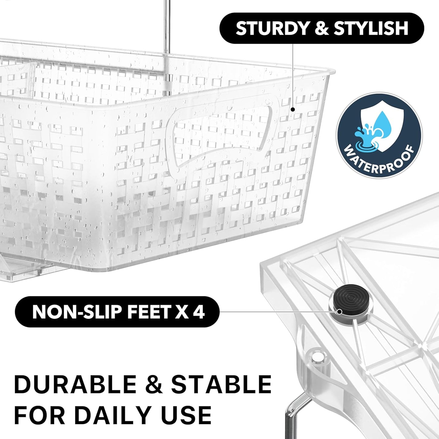 2 Tier Bathroom Organizer Tray Pull-Out Sliding Drawer/Under-Sink Storage, Clear