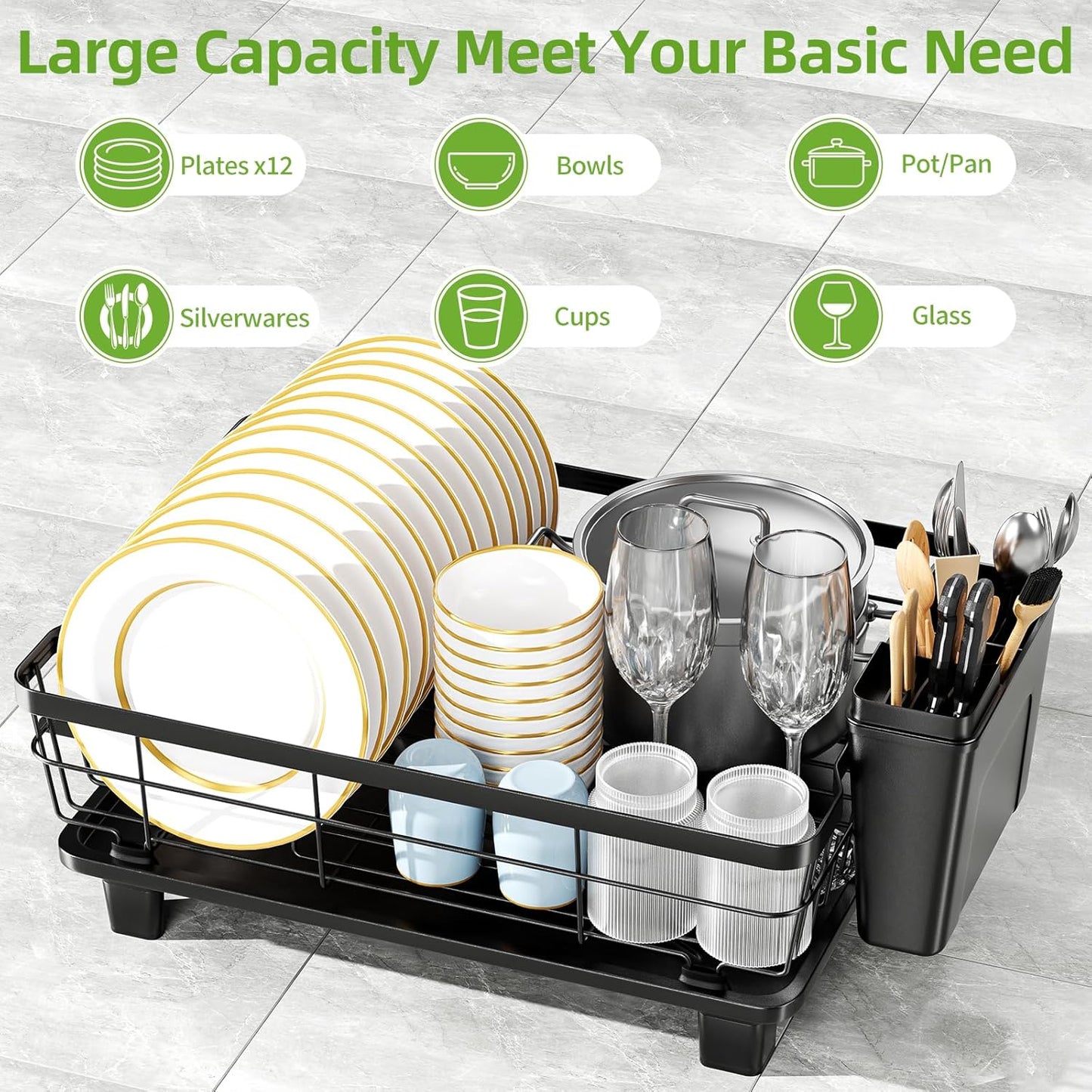 Small Dish Drying Rack, Space Saving Dish Racks for Kitchen Counter