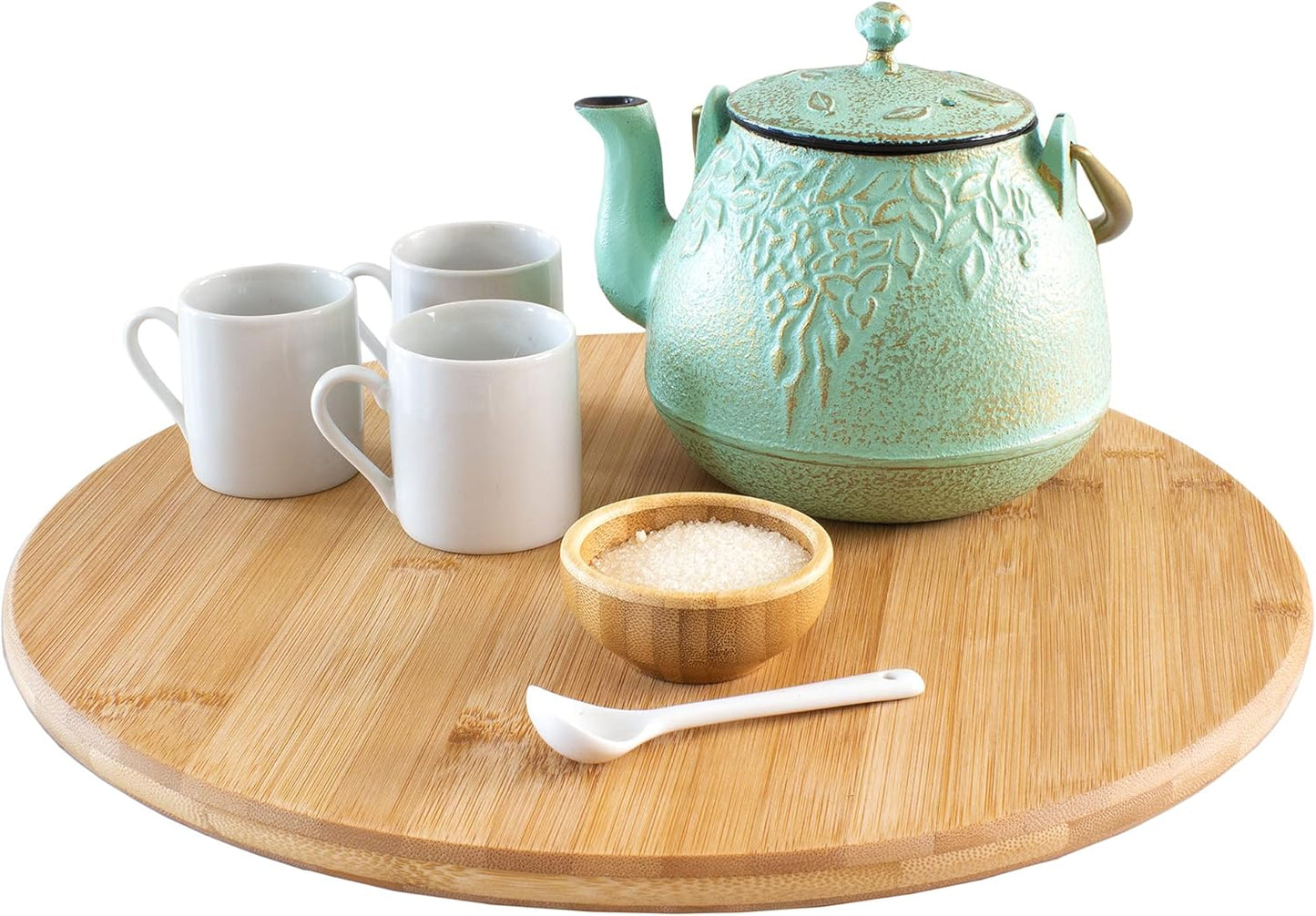 Lazy Susan Organizer for Cabinet, Pantry or Tabletop – 14" Bamboo Turntable for Kitchen