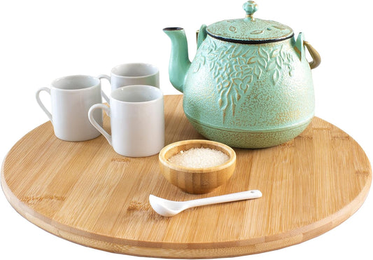 Lazy Susan Organizer for Cabinet, Pantry or Tabletop – 14" Bamboo Turntable for Kitchen