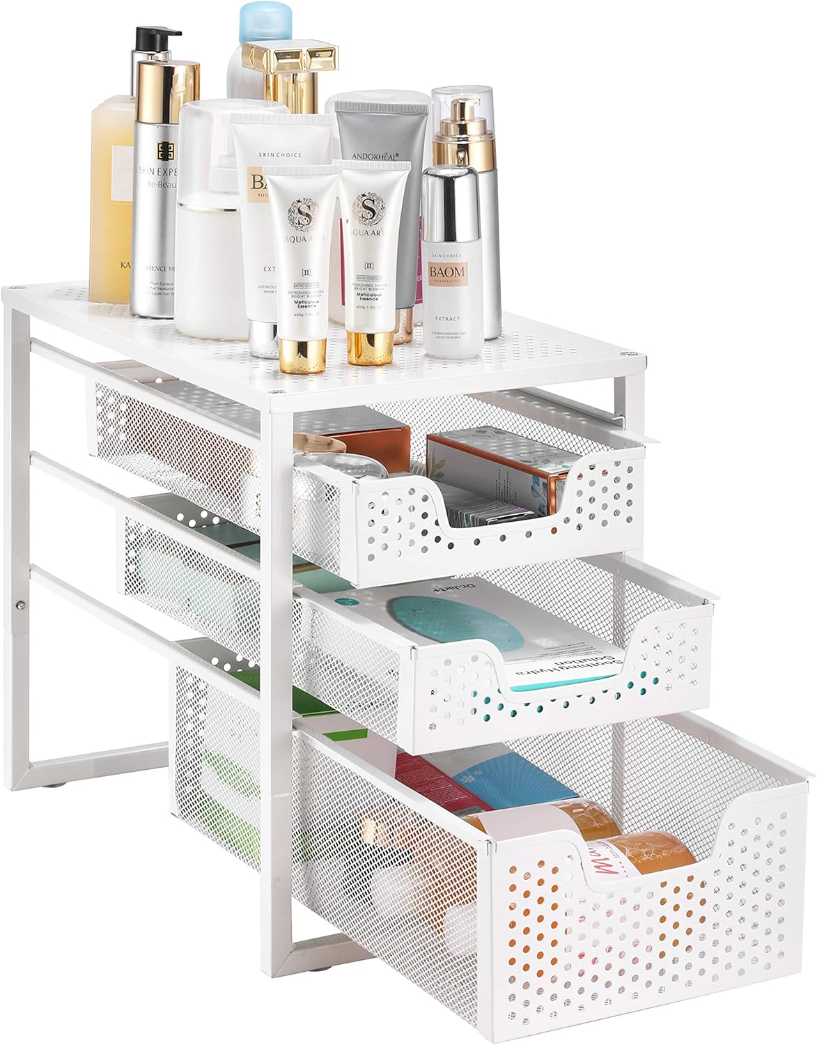 3-Tier Under Sink Cabinet Organizer with Sliding Storage Drawer