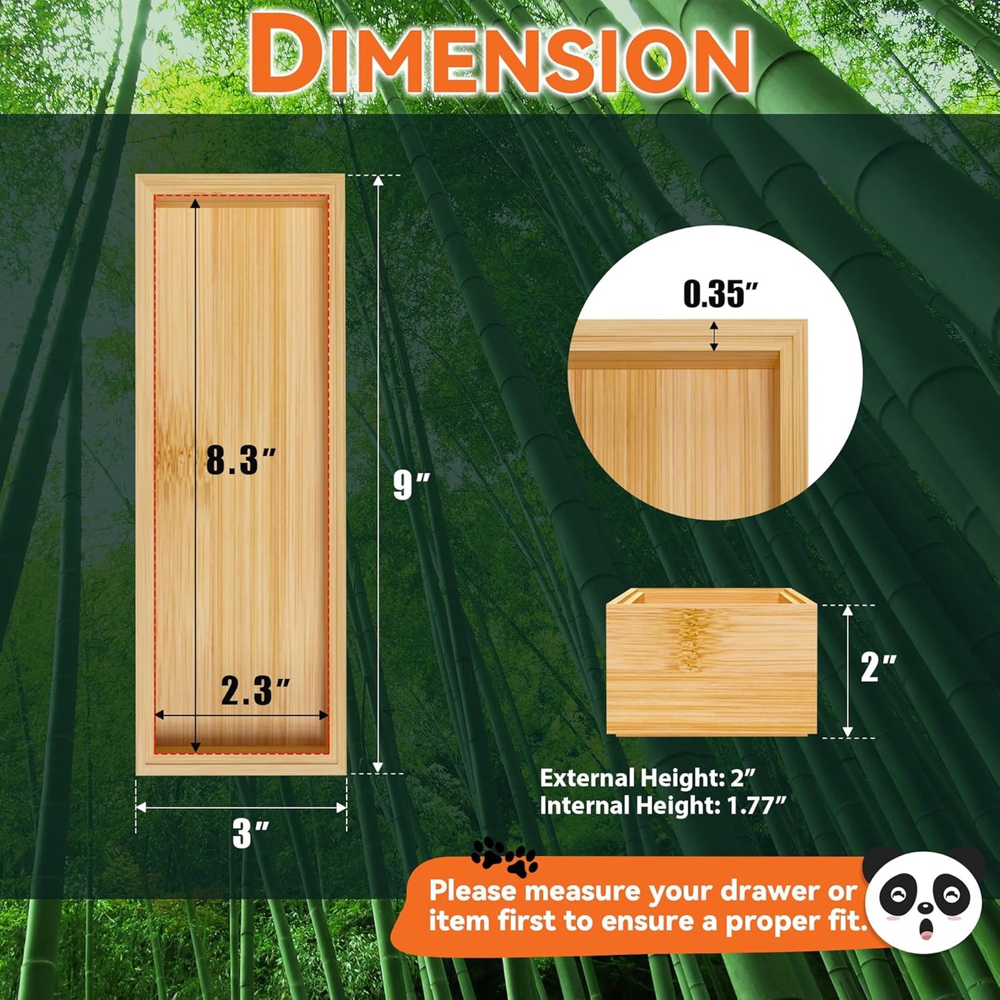 Bamboo Drawer Organizer – Set of 2 Stackable Storage Boxes