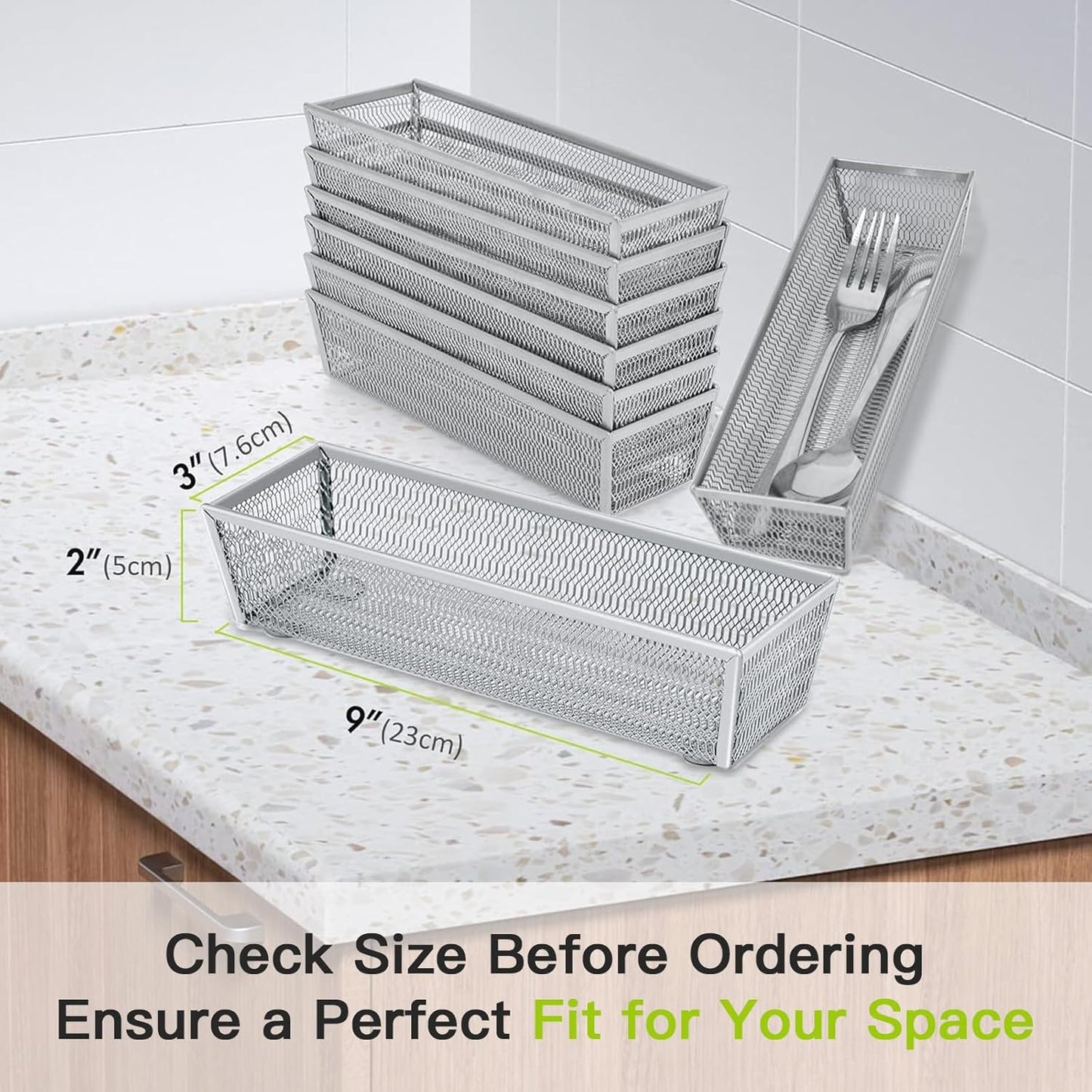 Silverware Organizer,Mesh Drawer Organizer for Kitchen，Metal Utensil Organizer for Flatware