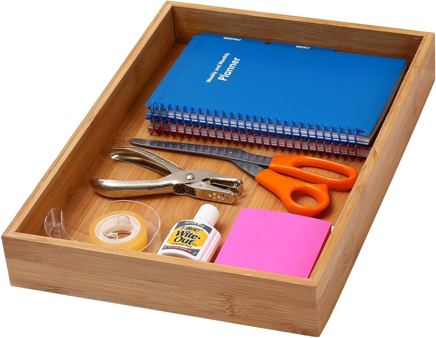 Bamboo Drawer Organizer Storage Box for Kitchen Drawer, Junk Drawer, Office, Bedroom