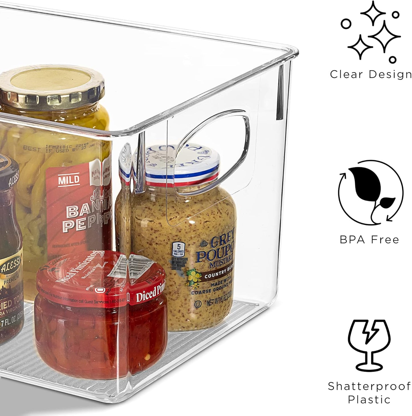 Large Clear Plastic Storage Bins for Shelves, Clothes, with Handle - Clear Storage Bins, Drawer