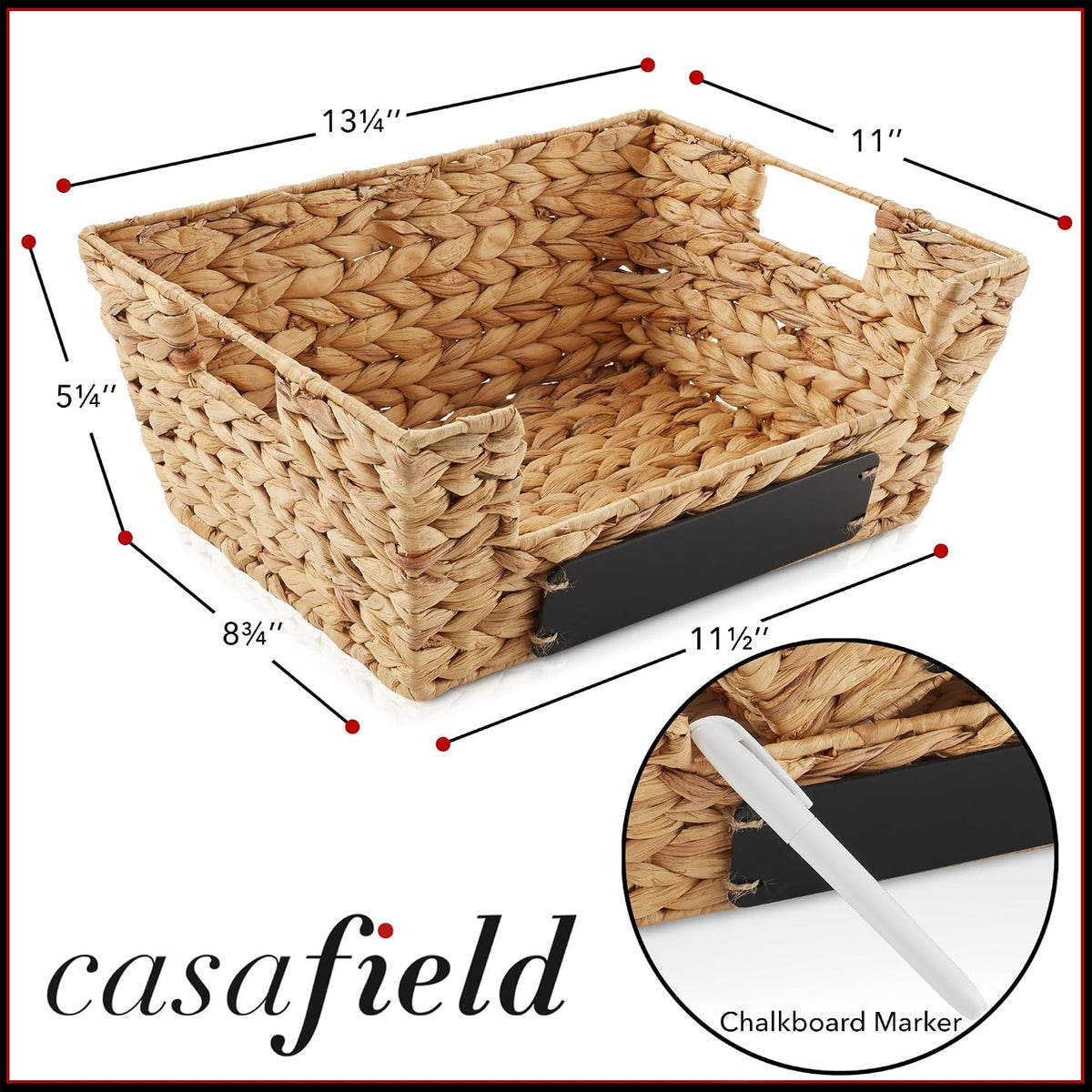 Casafield Set of 2 Water Hyacinth Pantry Baskets with Handle