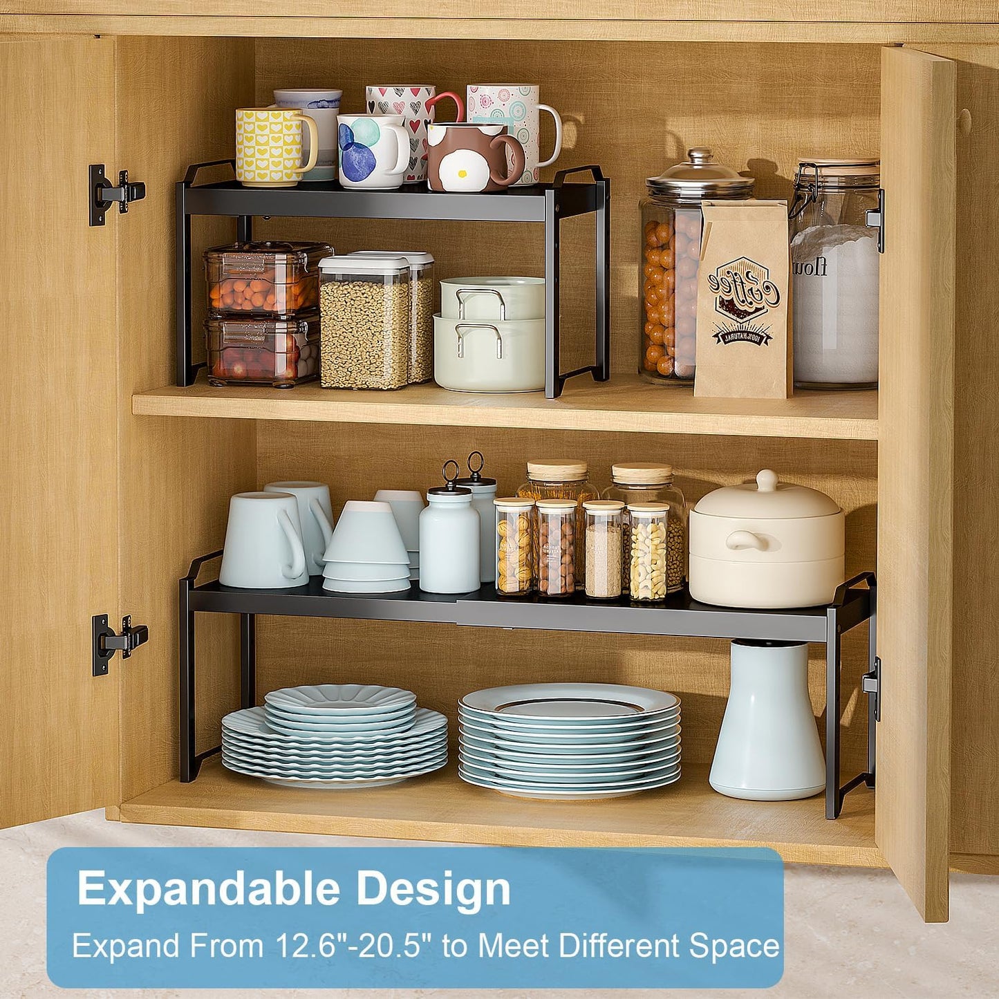 2 Pack Expandable Cabinet Countertop Shelves