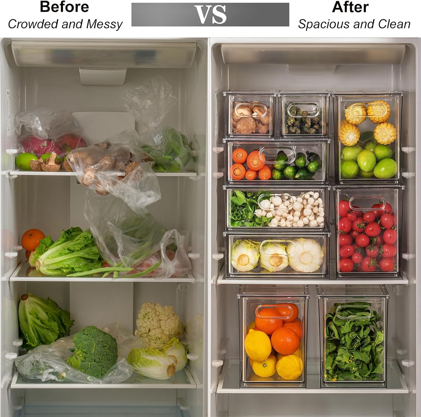 Clear Stackable Storage Drawers - 9.51 Quart Large Plastic Organizer Bins with Pull-Out Drawer