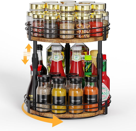 Lazy-Susan-Organizer-Spice-Rack, Rotating Spice Organizer For Cabinet Pantry