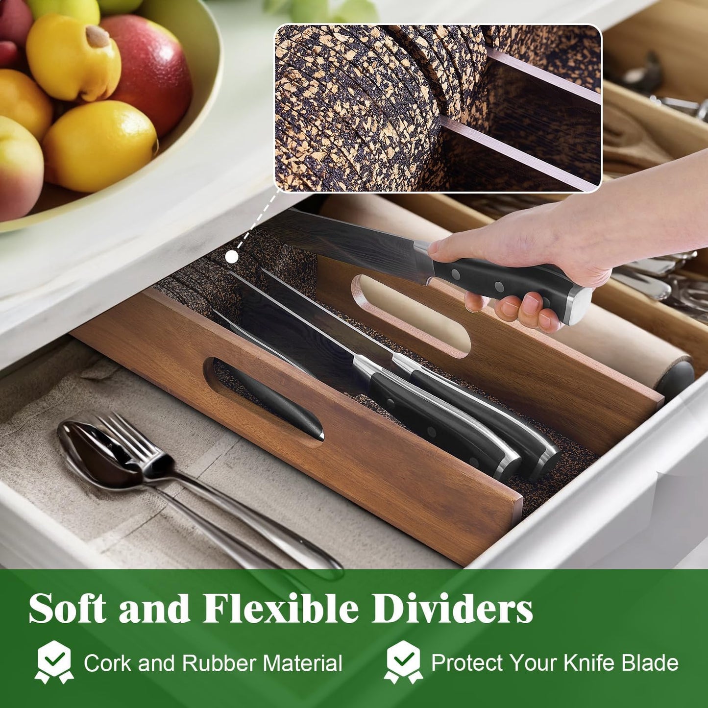 Knife Drawer Organizer Insert, In Drawer Knife Block
