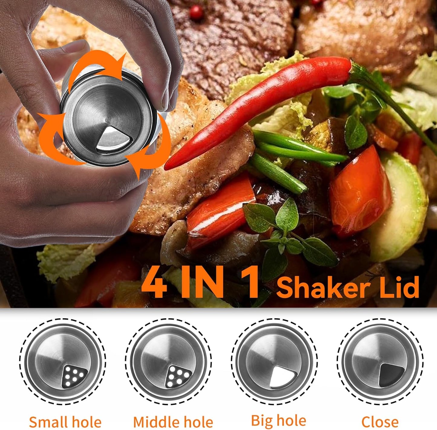 6PC Spinning Glass Spice Jars - 360° Rotating Spice Rack Organizer with Jars