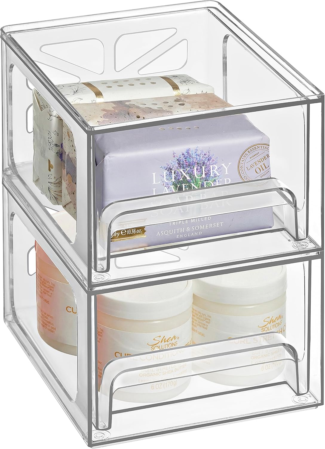 Acrylic Drawer Organizer 2-Pack – Clear Stackable Storage Drawers for Makeup, Skincare, Vanity