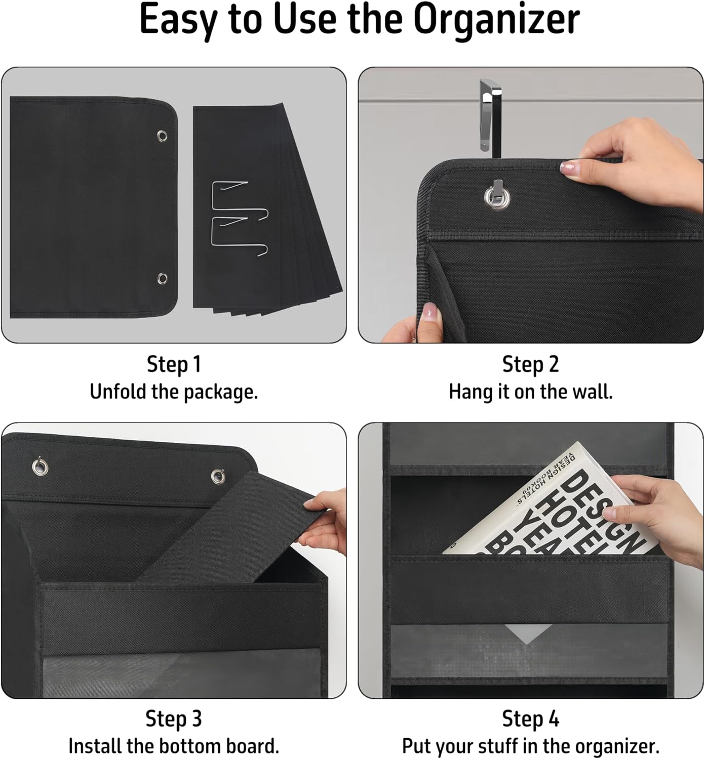 Over Door Organizer with 5 Large Pockets, Heavy Duty Hanging Organizer Storage