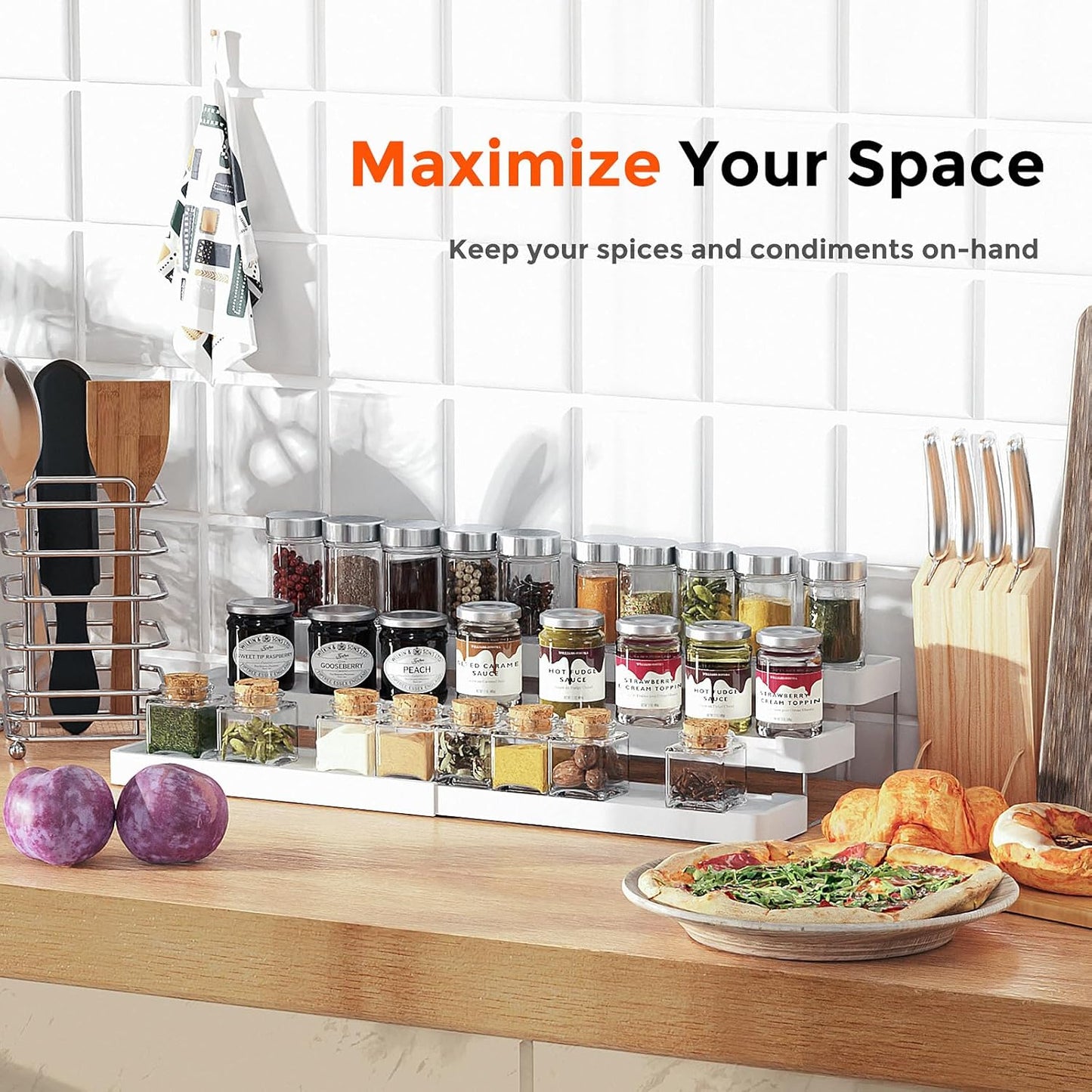 Expandable Spice Rack Organizer for Cabinet