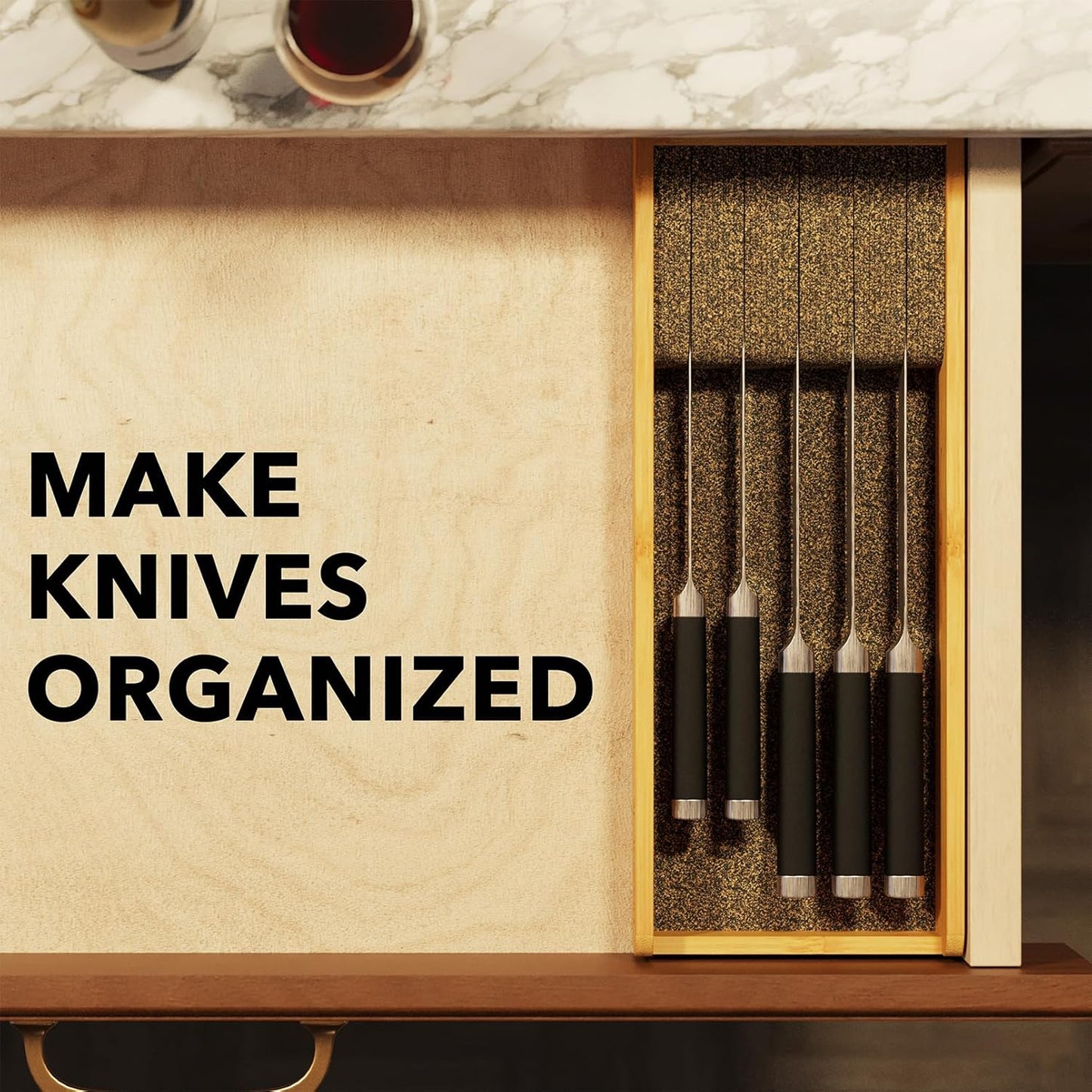 Knife Drawer Organizer Bamboo Insert Dock