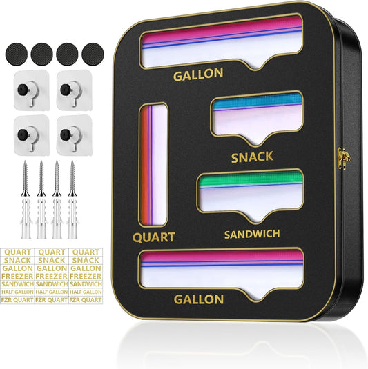 Metal Bag Storage Organizer Kitchen Drawer, Non-Marking Installation of Sandwich Bag Organizer