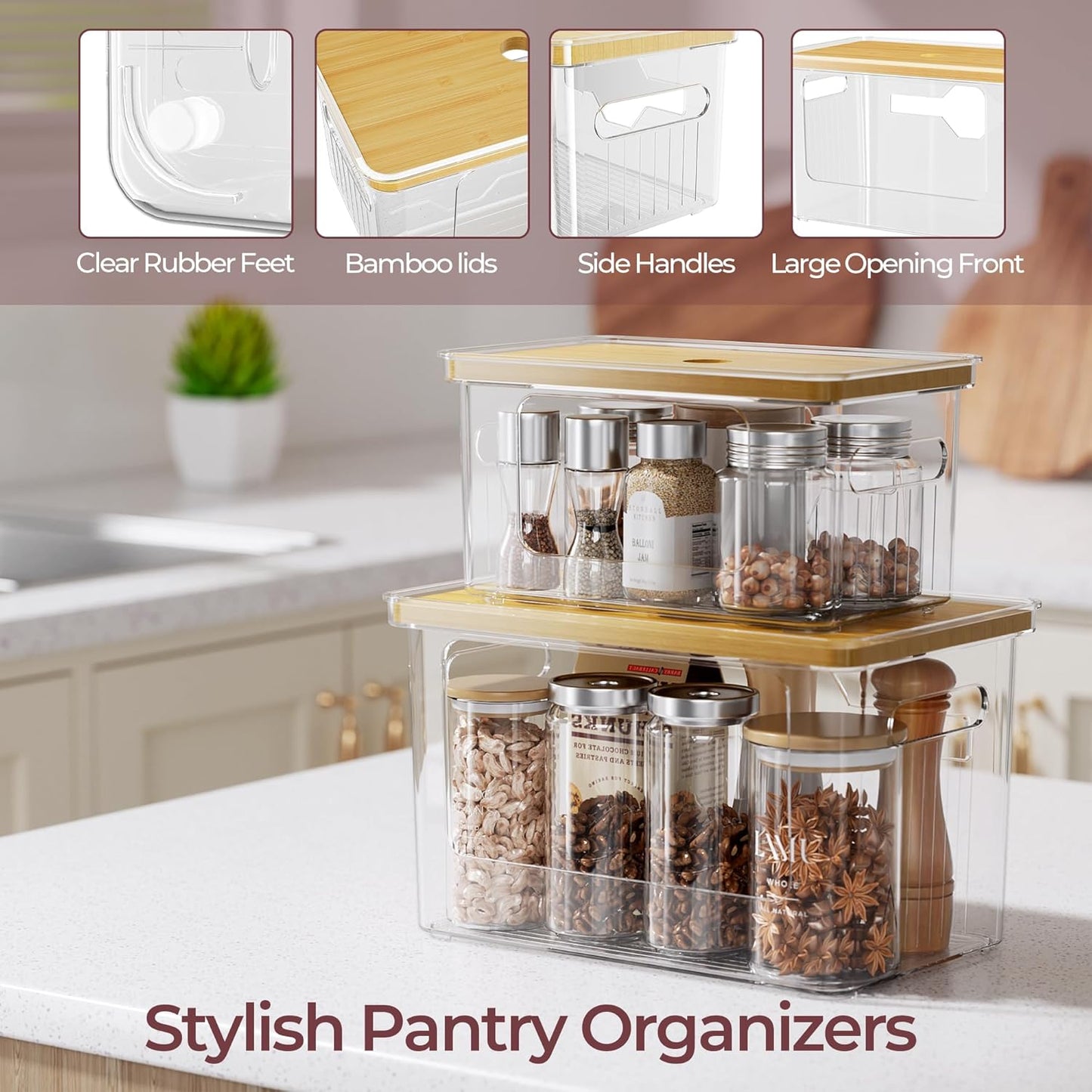 Acrylic Trash Bag Holder, 2 Pack (XL+S) Stackable Garbage Bag Dispenser