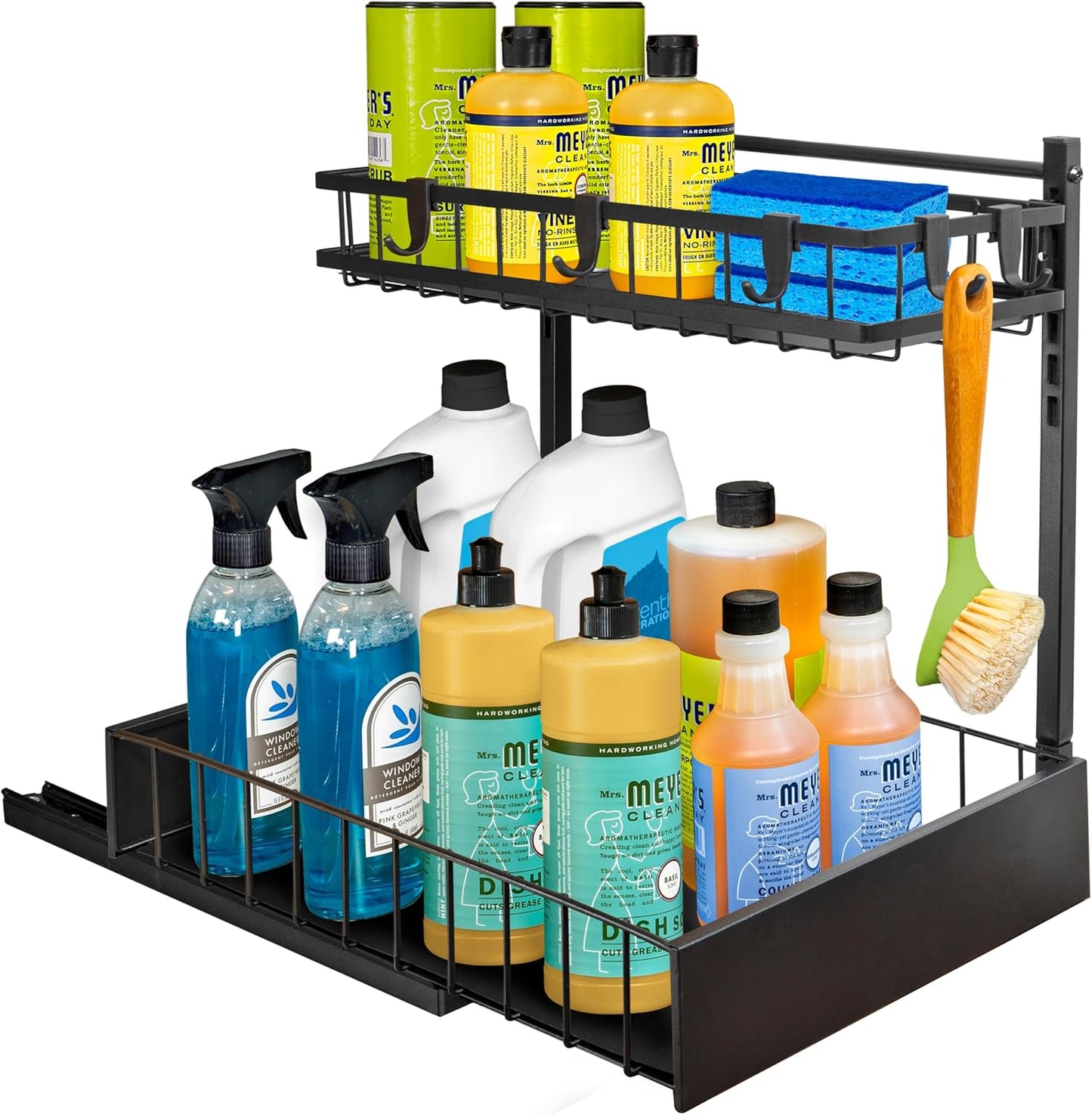 LYNK PROFESSIONAL® Pull Out Under Sink Kitchen Cabinet Organizer - 10" W x 14" D 2-Tier Drawer