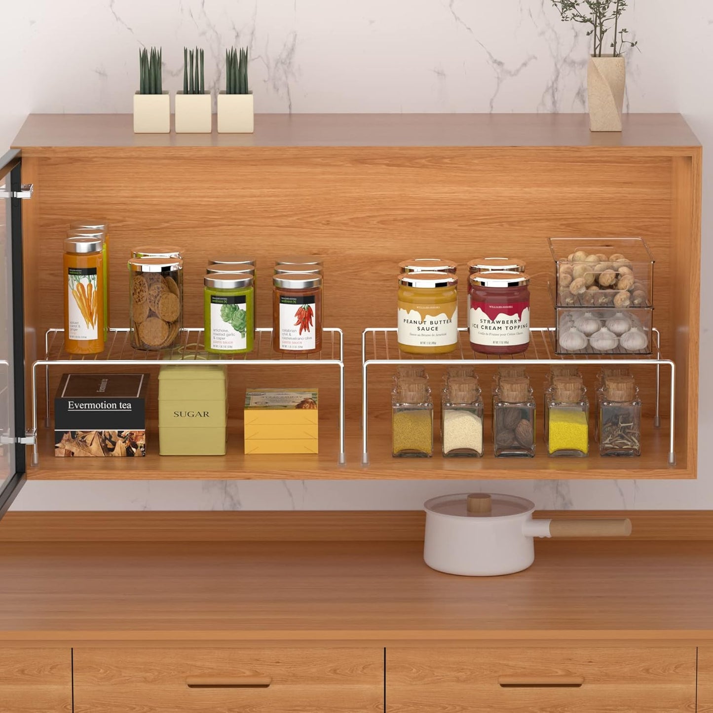 Set of 4 Stackable Freezer Cabinet Storage Shelf Rack