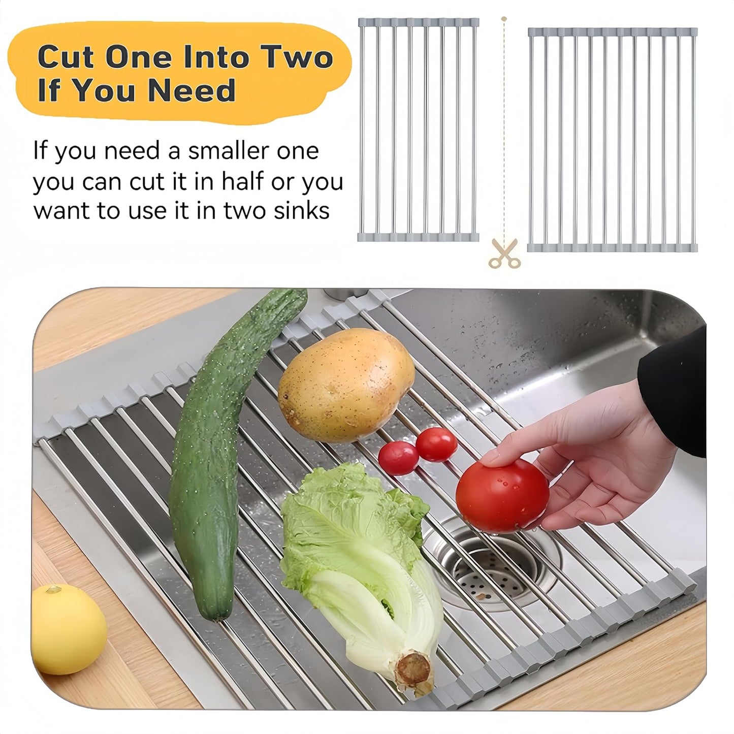 Roll Up Dish Drying Rack, 17.7" x 11.8" Over The Sink Dish Drying Rack