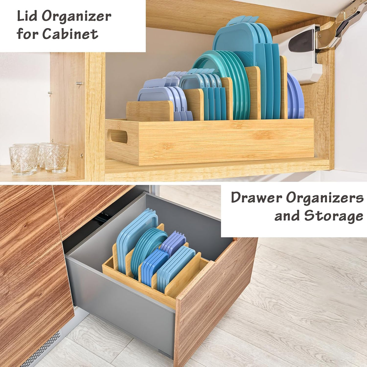 Retro Shaw Lid Organizer for Plastic Lids, with 5 Adjustable