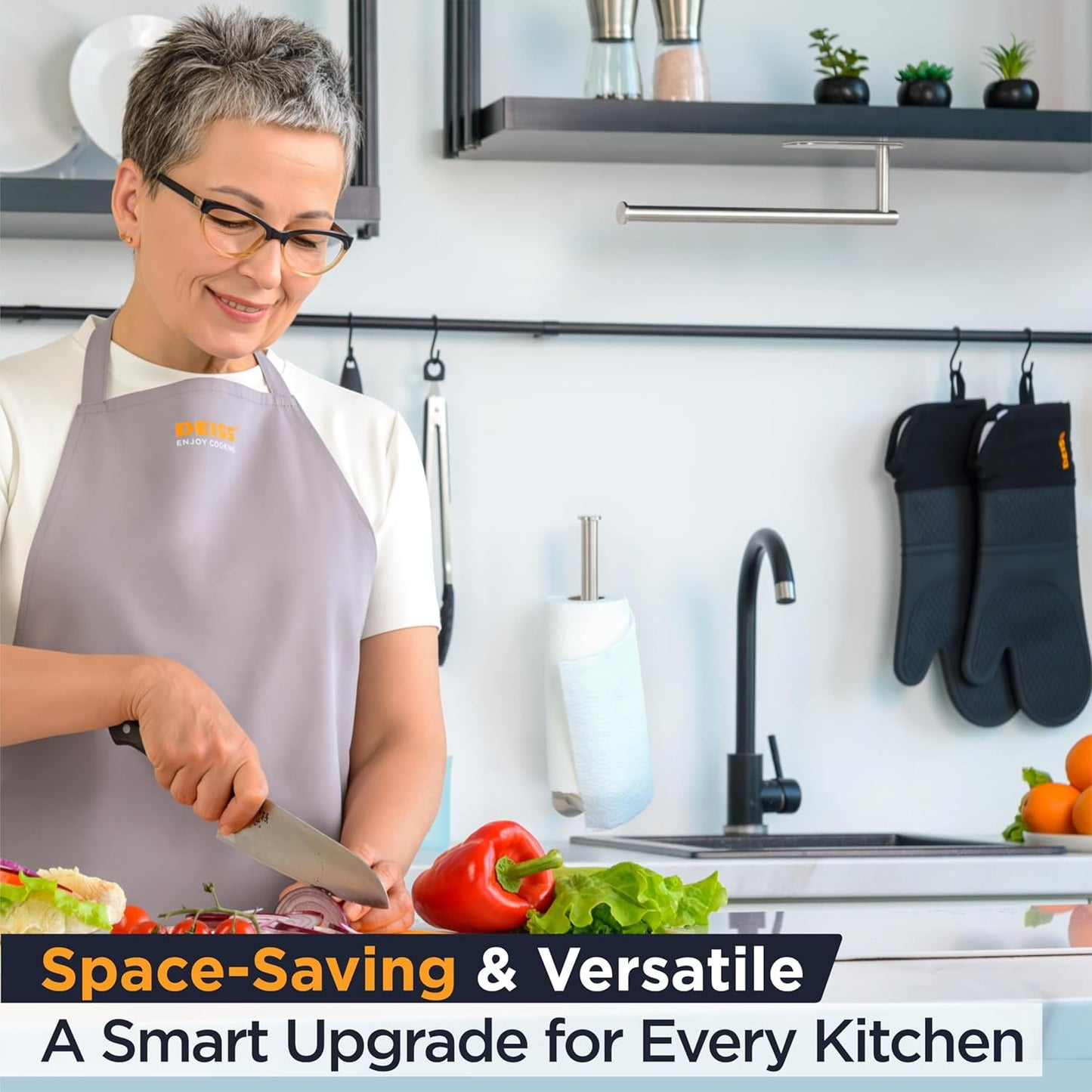 Pro Paper Towel Holder – Under Cabinet, Wall Mount, or Countertop – Rust-Resistant Stainless Steel