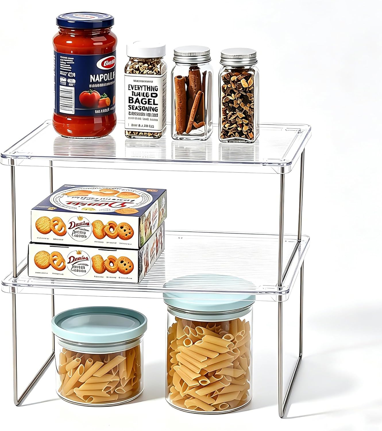 Pantry Organizer, Cabinet Storage Shelf Rack, Stackable Kitchen Cabinet