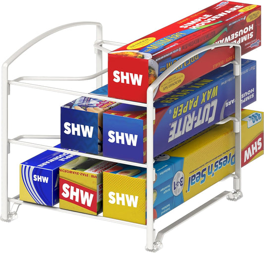 Kitchen Wrap Organizer Rack, White
