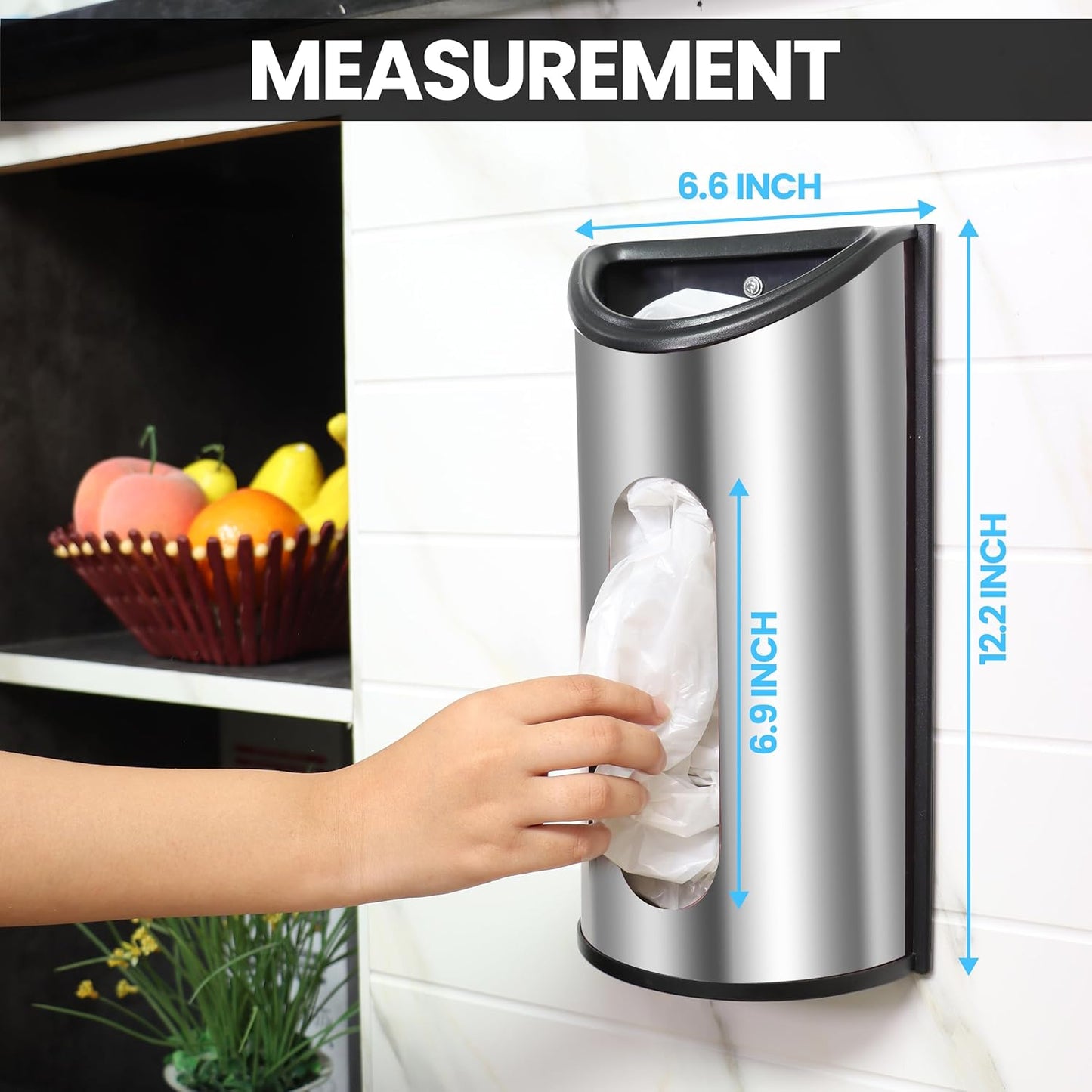 Wall-Mounted Stainless Steel Grocery Bag Holder & Dispenser