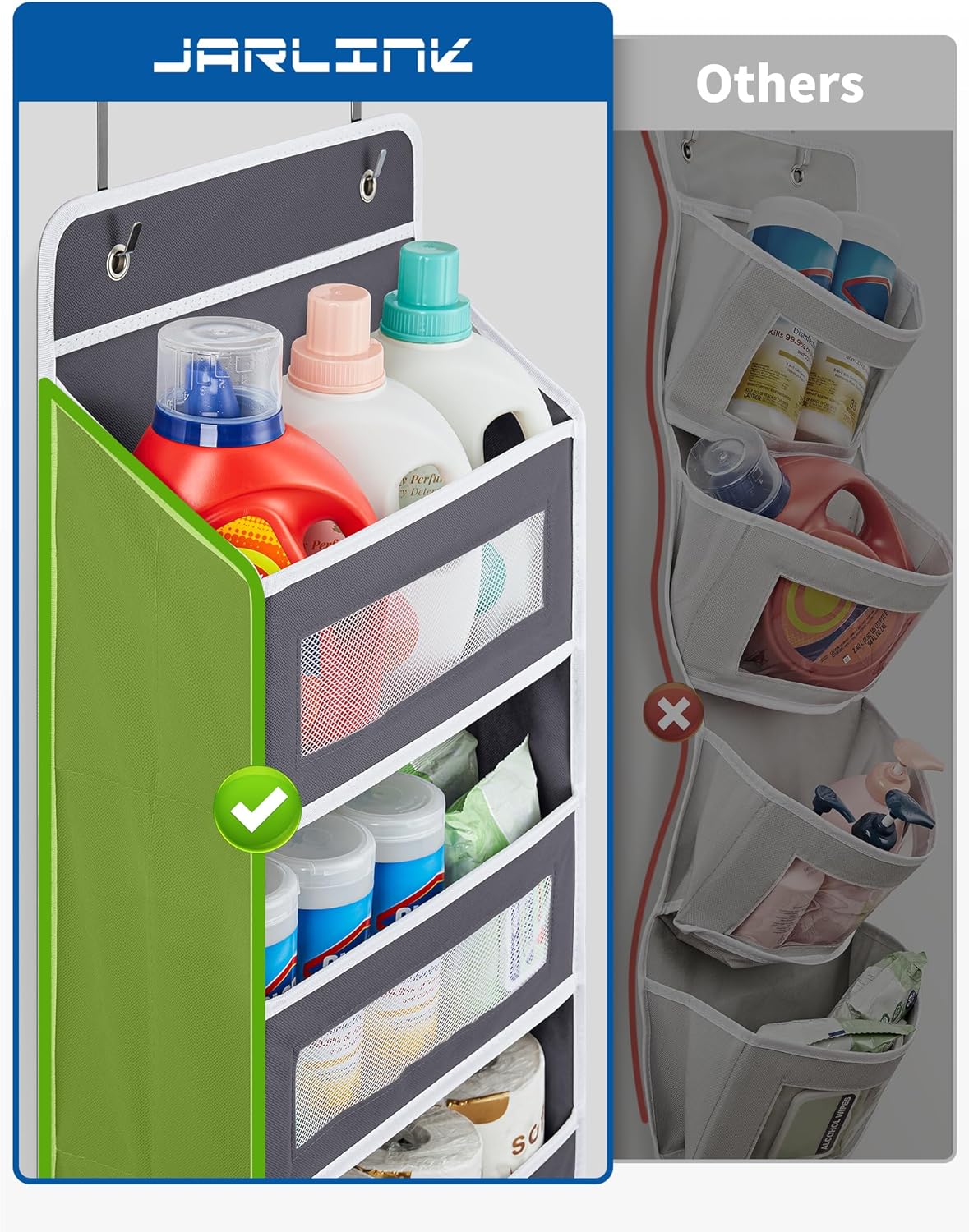 Over The Door Organizer, 5 Shelf Door Hanging Organizer with 5 Large Pockets