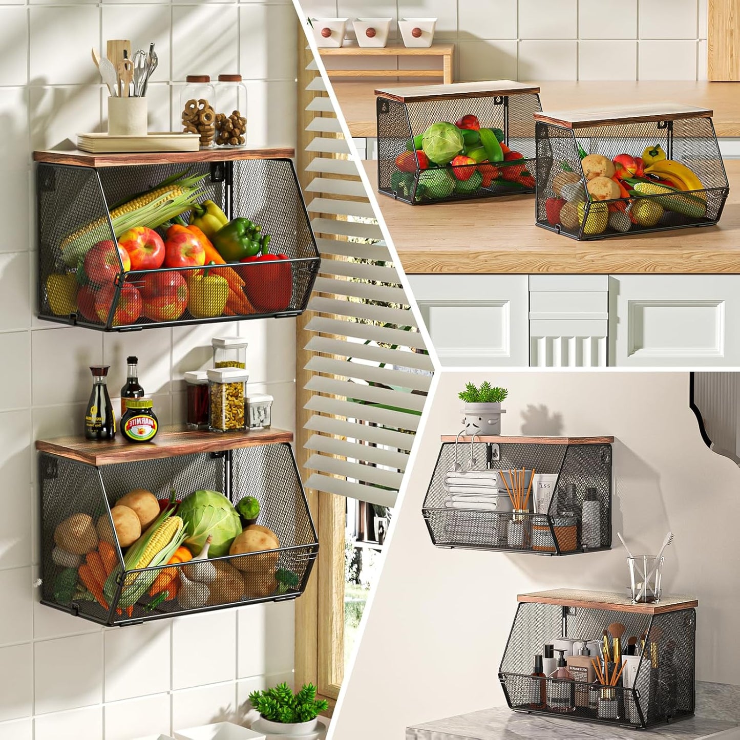 Stackable Fruit Basket for Kitchen Countertop Space Saving