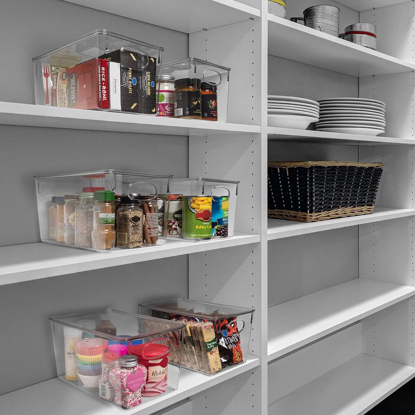 Plastic Storage Bins With lids – Perfect Kitchen Fridge Organizer, Pantry Organization