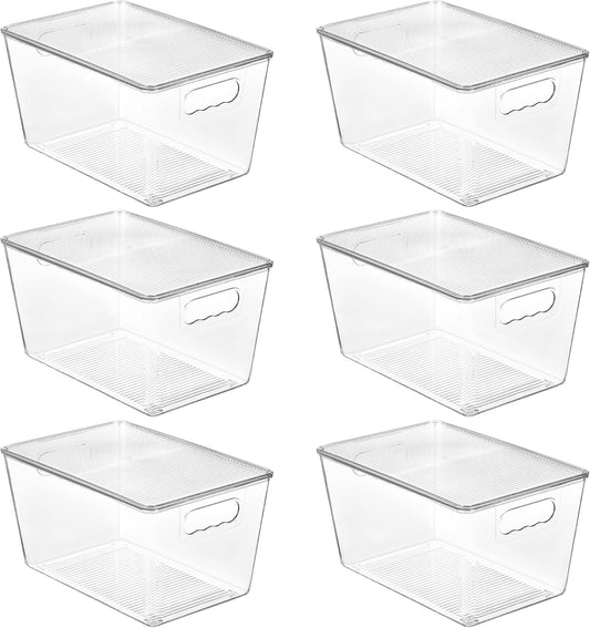 6 Pack Clear Stackable Storage Bins with Lids