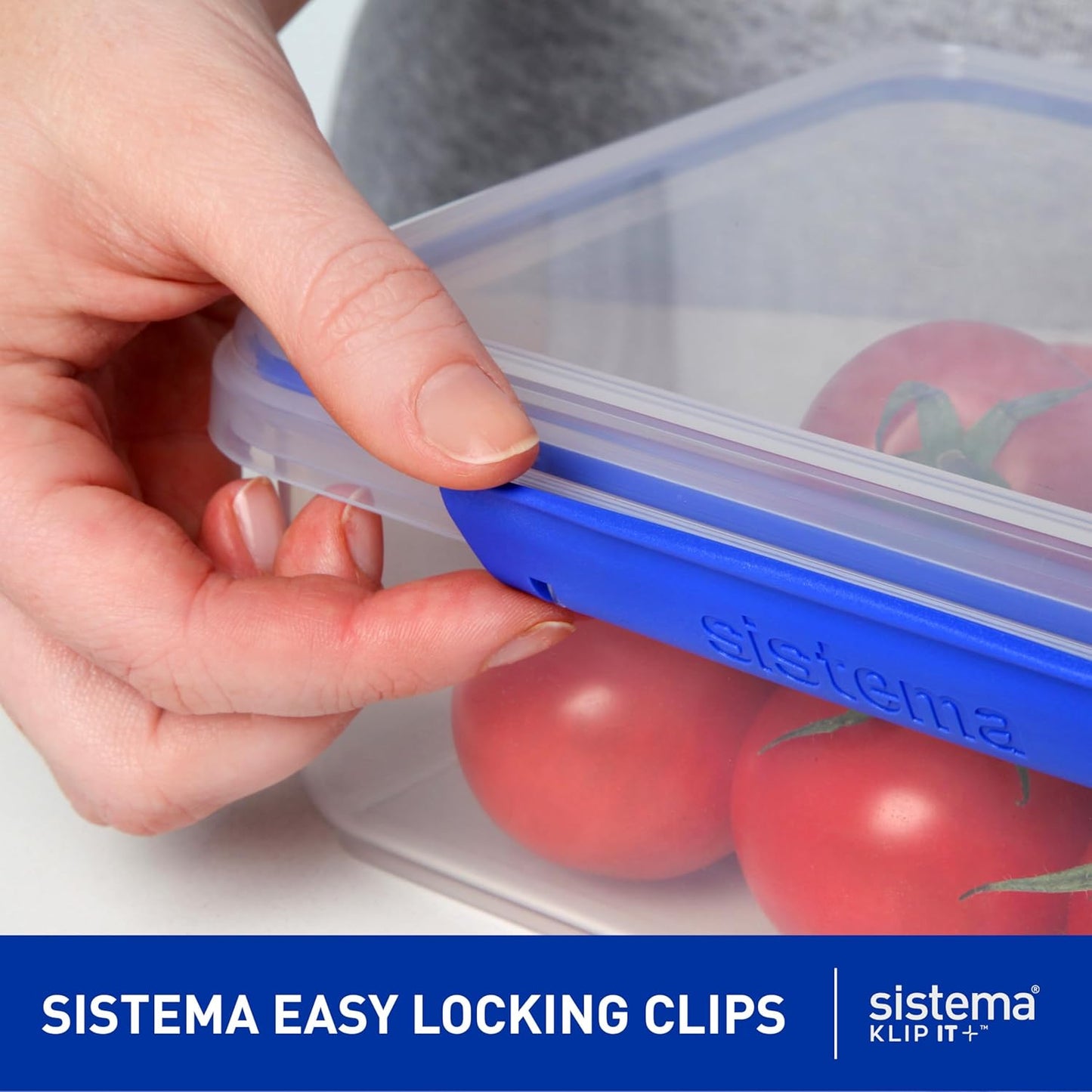 KLIP IT Food Storage Container, 7 L, Airtight & Stackable, BPA-Free, Clear with Blue Clips