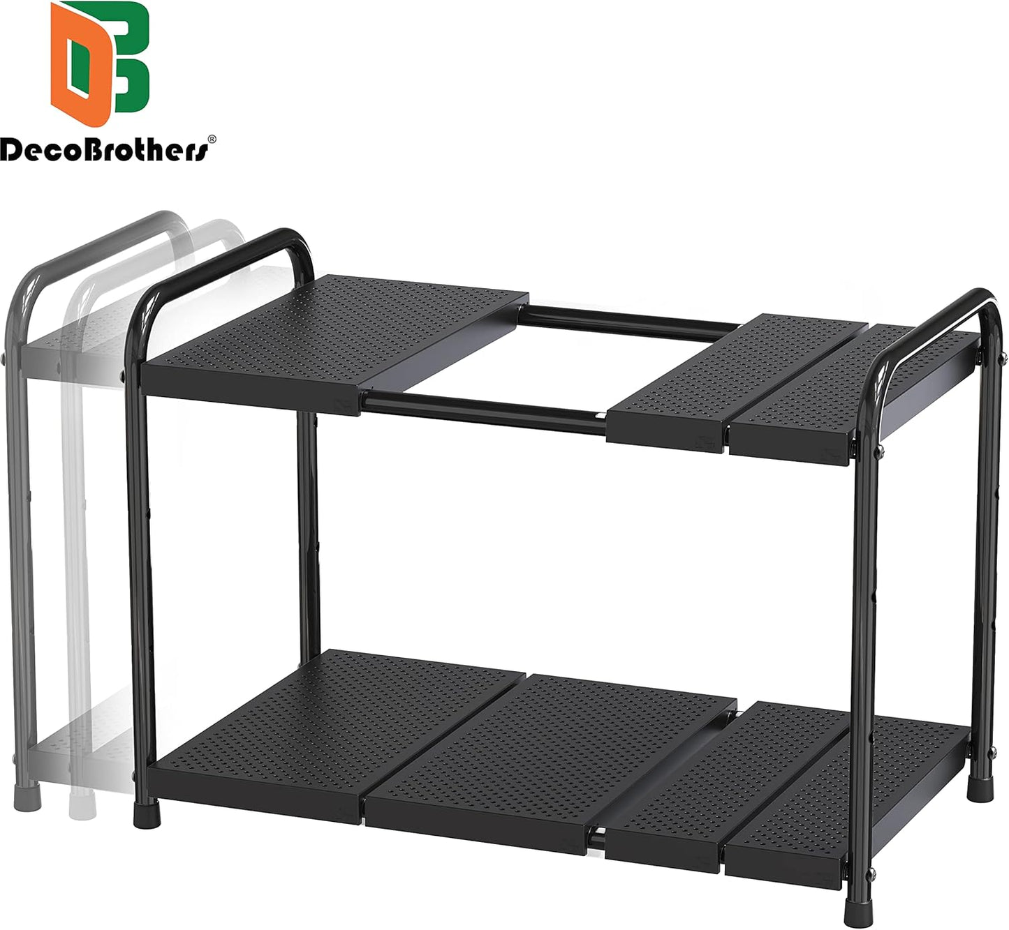 Under Sink 2 Tier Expandable Shelf Organizer, Black